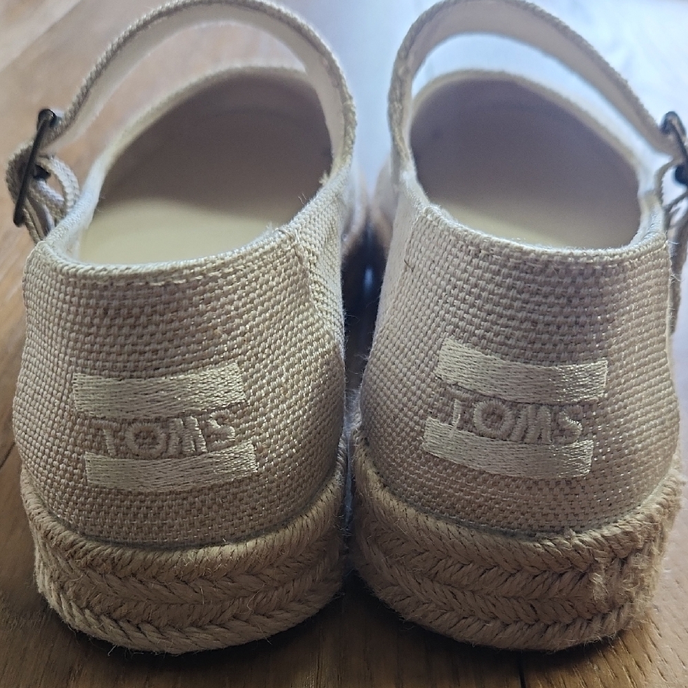 TOMS Cream Mary Jane Espadrille Shoes - Picture 2 of 7